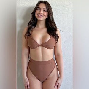 93 Play Street Caramel Brown High-Waisted Bikini, Serena Top & Chloe Bottom